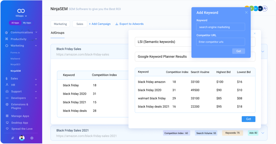 Keyword Finder NinjaSEM by 500apps