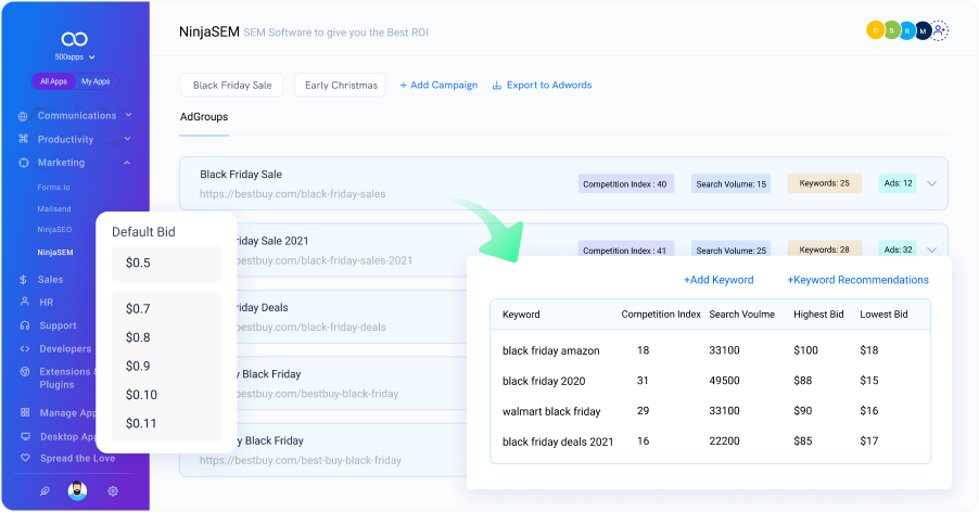keyword planner tool leave note